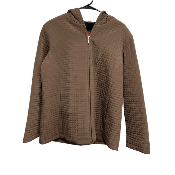 Esprit Women's Brown Quilted Hooded Jacket Size L - Picture 1 of 9